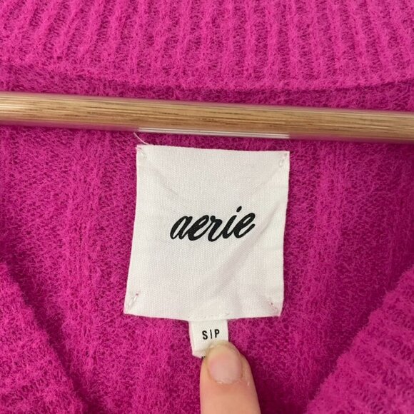 Aerie Buttercream Crew Oversized Sweater in Cosmic Pink Size Small - Picture 3 of 6